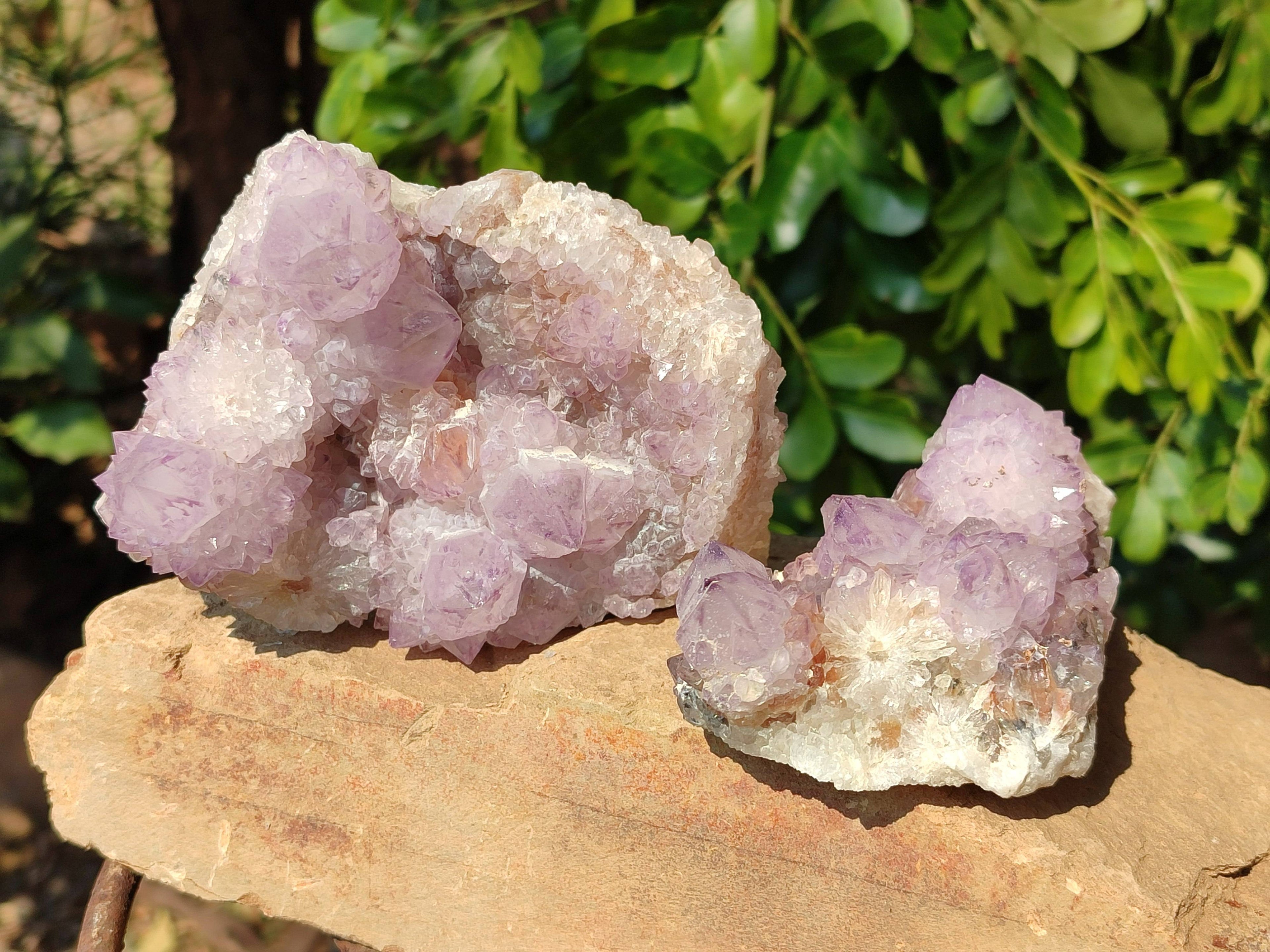 Natural Amethyst Spirit Quartz Clusters x 3 From South Africa - Toprock Gemstones and Minerals 