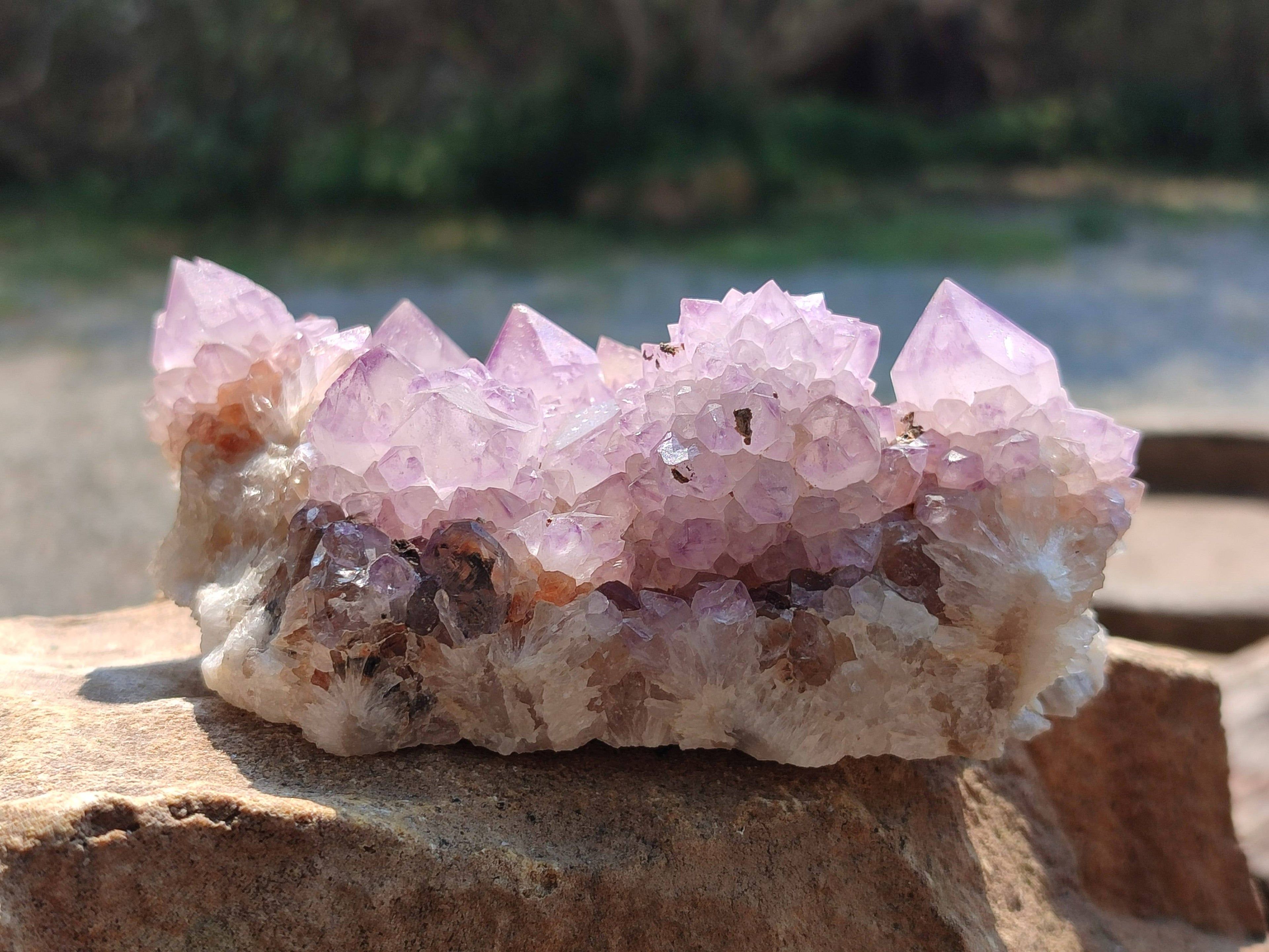 Natural Amethyst Spirit Quartz Clusters x 3 From South Africa - Toprock Gemstones and Minerals 