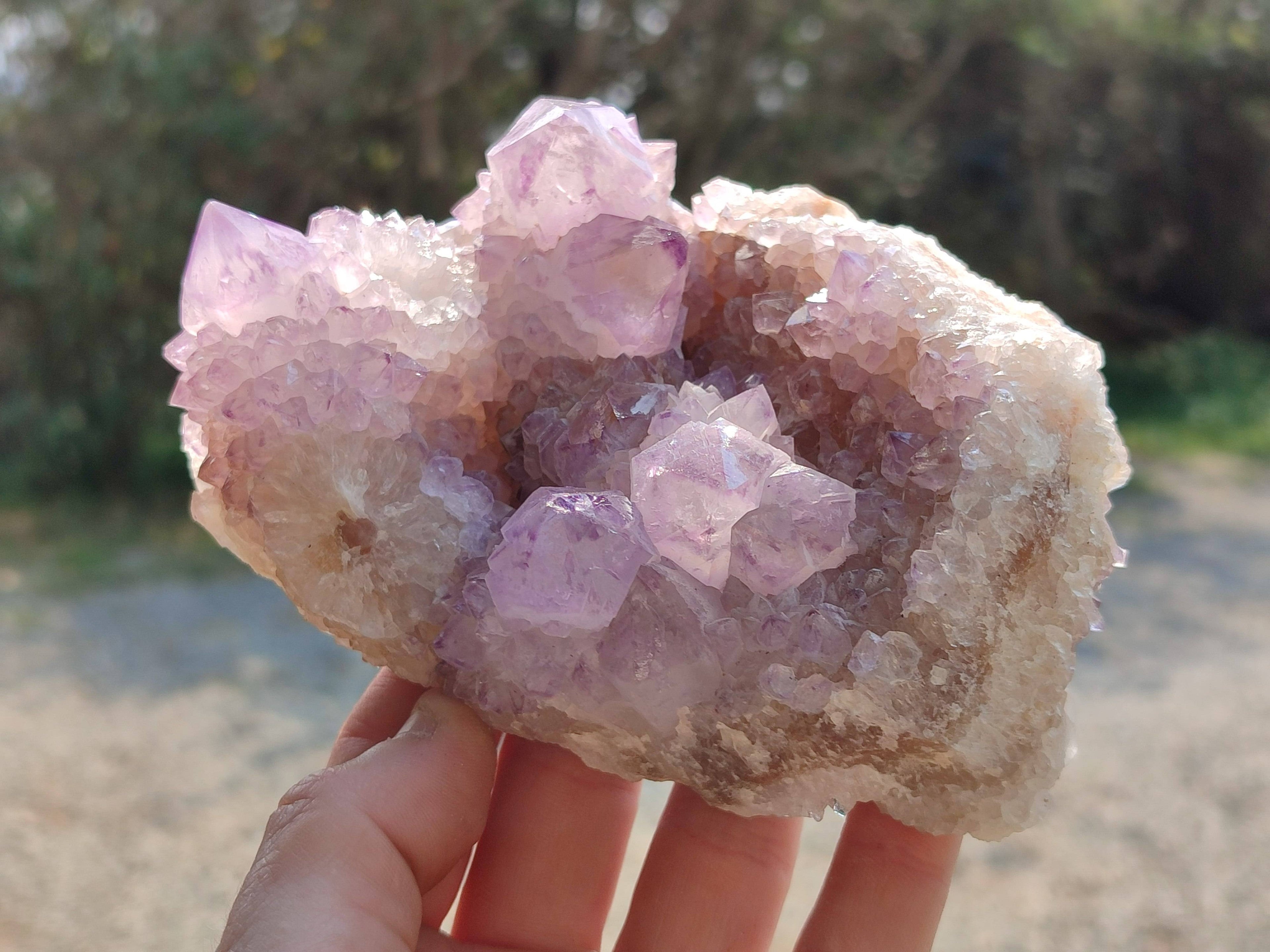 Natural Amethyst Spirit Quartz Clusters x 3 From South Africa - Toprock Gemstones and Minerals 