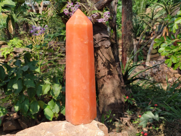 Polished Orange Twist Calcite Tower x 1 From Madagascar