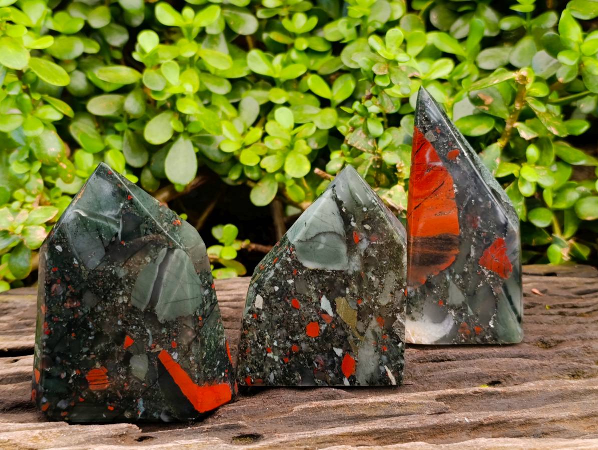 Polished Bloodstone Points x 3 From Swaziland - Toprock Gemstones and Minerals 