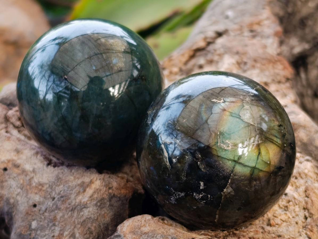 Polished Labradorite Spheres x 6  From Tulear, Madagascar - Toprock Gemstones and Minerals 