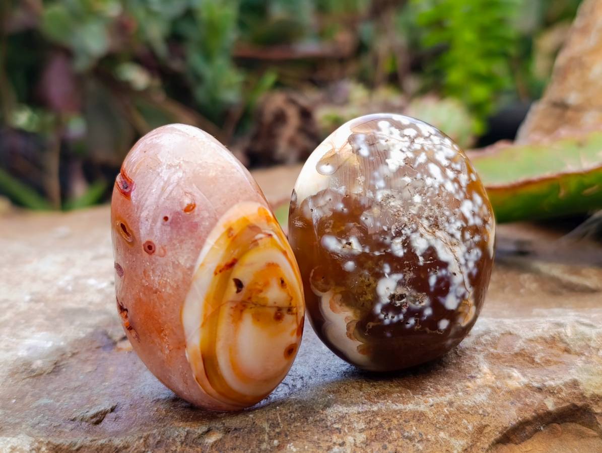 Polished Carnelian Agate Galet x 20 From Madagascar - Toprock Gemstones and Minerals 