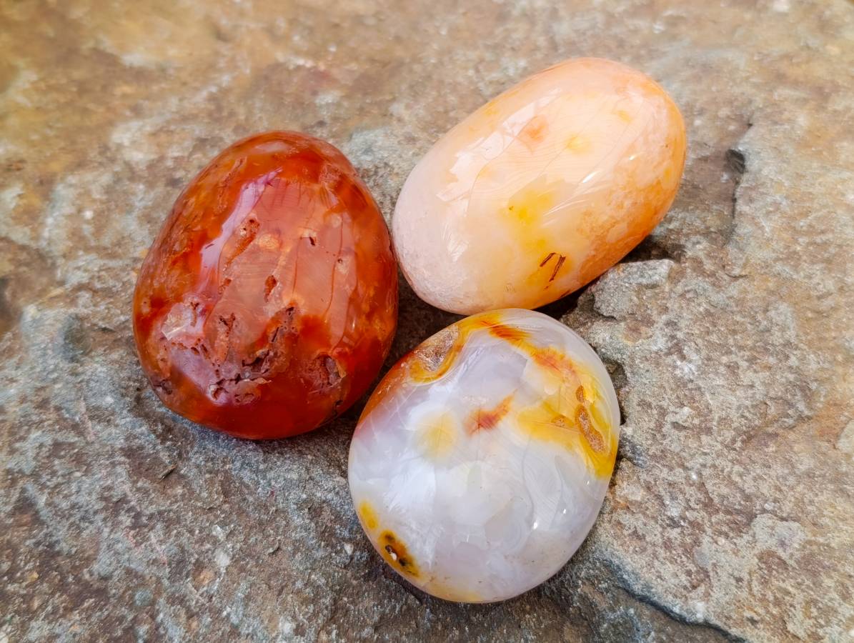 Polished Carnelian Agate Galet x 20 From Madagascar - Toprock Gemstones and Minerals 