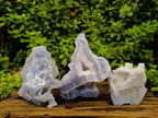 Natural Etched Blue Chalcedony Geodes x 3 From Nsanje, Malawi - Toprock Gemstones and Minerals 