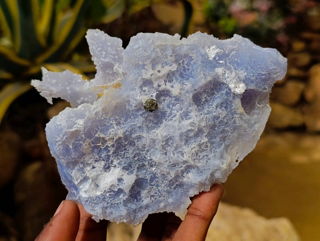 Natural Etched Blue Chalcedony Geodes x 3 From Nsanje, Malawi - Toprock Gemstones and Minerals 