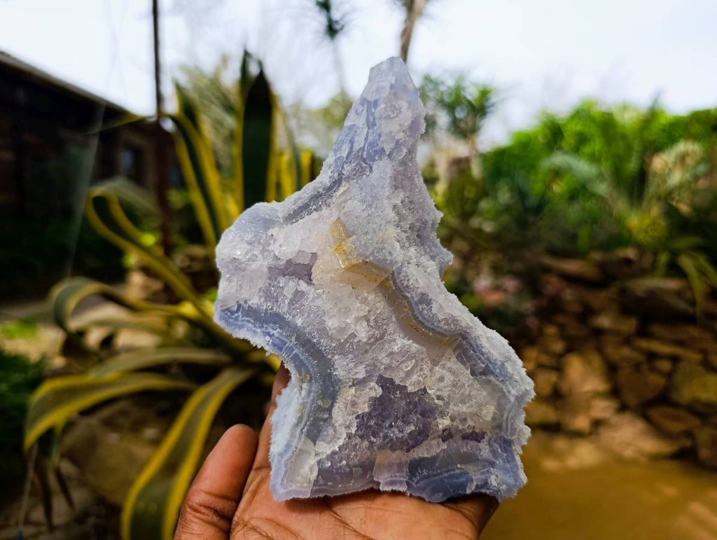 Natural Etched Blue Chalcedony Geodes x 3 From Nsanje, Malawi - Toprock Gemstones and Minerals 
