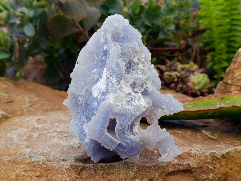 Natural Etched Blue Chalcedony Geodes x 3 From Nsanje, Malawi - Toprock Gemstones and Minerals 