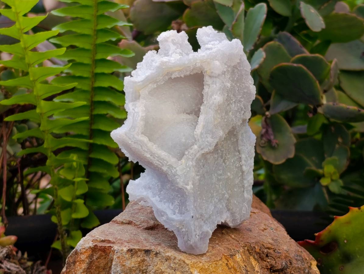 Natural Etched Blue Chalcedony Geodes x 3 From Nsanje, Malawi - Toprock Gemstones and Minerals 