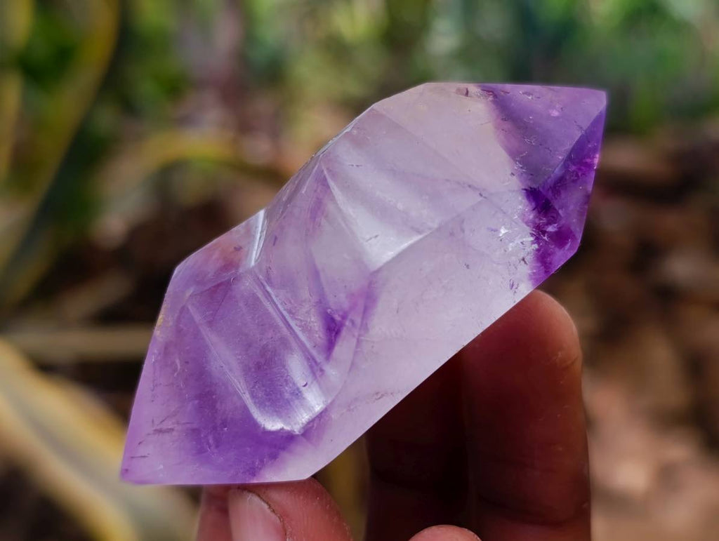 Polished Window Amethyst Crystals x 6 From Madagascar - Toprock Gemstones and Minerals 