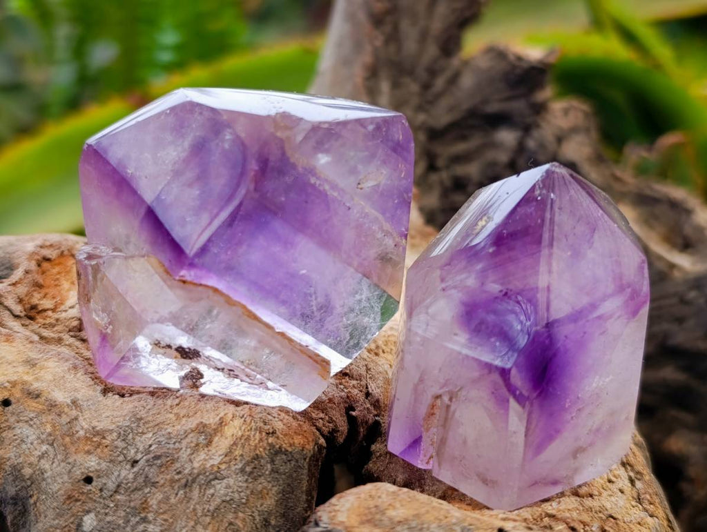 Polished Window Amethyst Crystals x 6 From Madagascar - Toprock Gemstones and Minerals 
