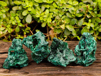 Natural Silky Malachite Specimens x 4 From Kasompe, Congo