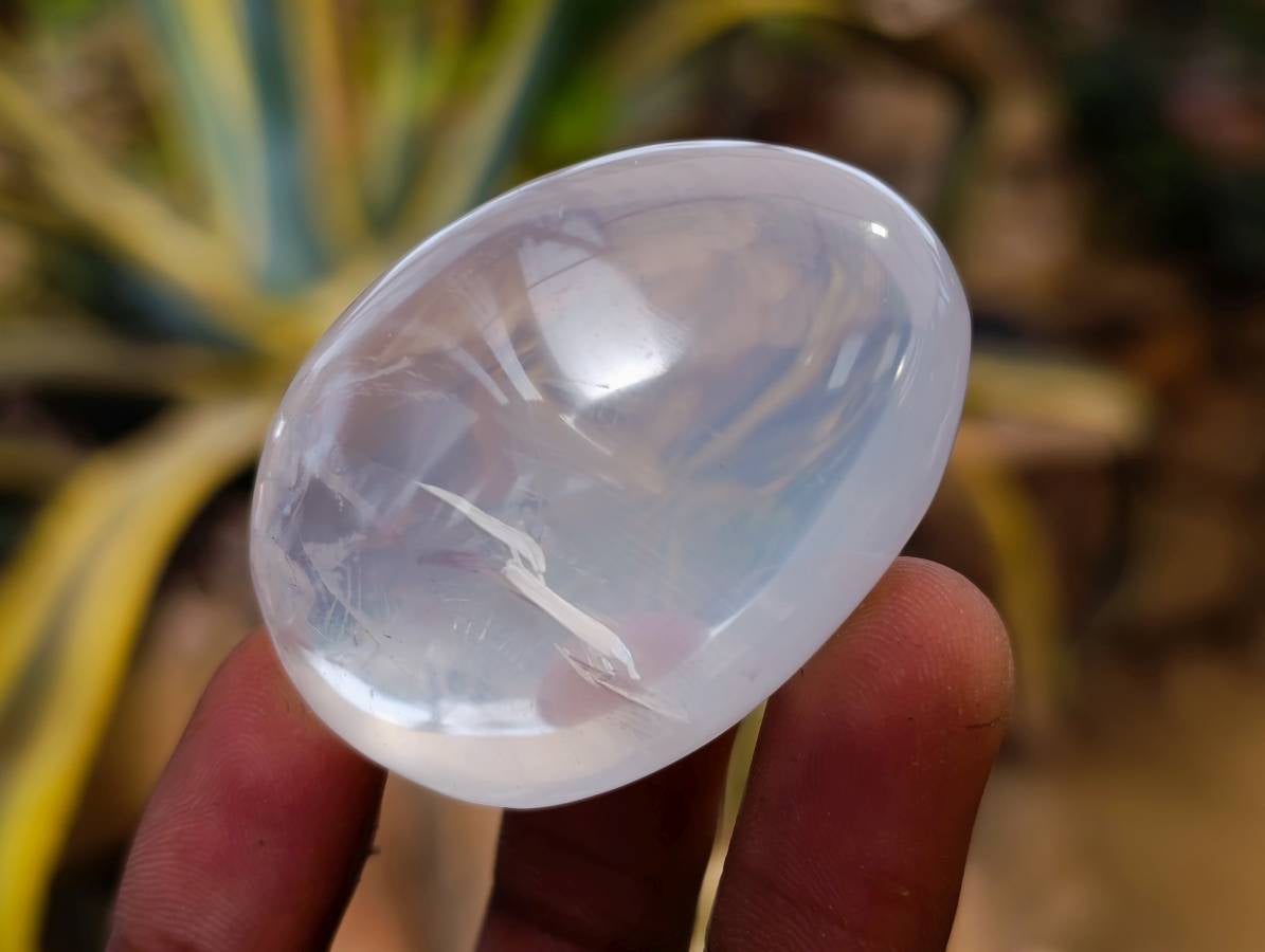 Polished Pearl Girasol Quartz Palm Stones x 20 From Ambatondrazaka, Madagascar - Toprock Gemstones and Minerals 