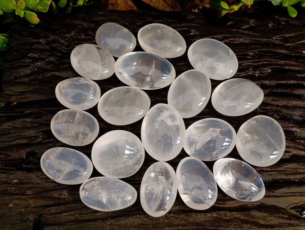 Polished Pearl Girasol Quartz Palm Stones x 20 From Ambatondrazaka, Madagascar - Toprock Gemstones and Minerals 