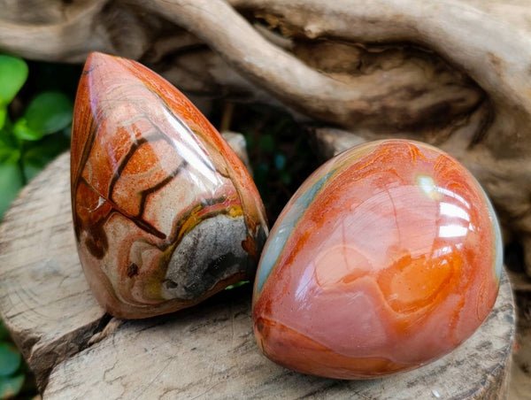 Polished On One Side Polychrome Jasper x 6 From NW Coast, Madagascar