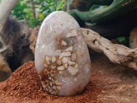 Polished Flower Agate Standing Free Forms x 3 From Antsahalova, Madagascar