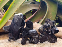 Natural Schorl Black Tourmaline Specimens x 3 From Erongo, Namibia - Toprock Gemstones and Minerals 