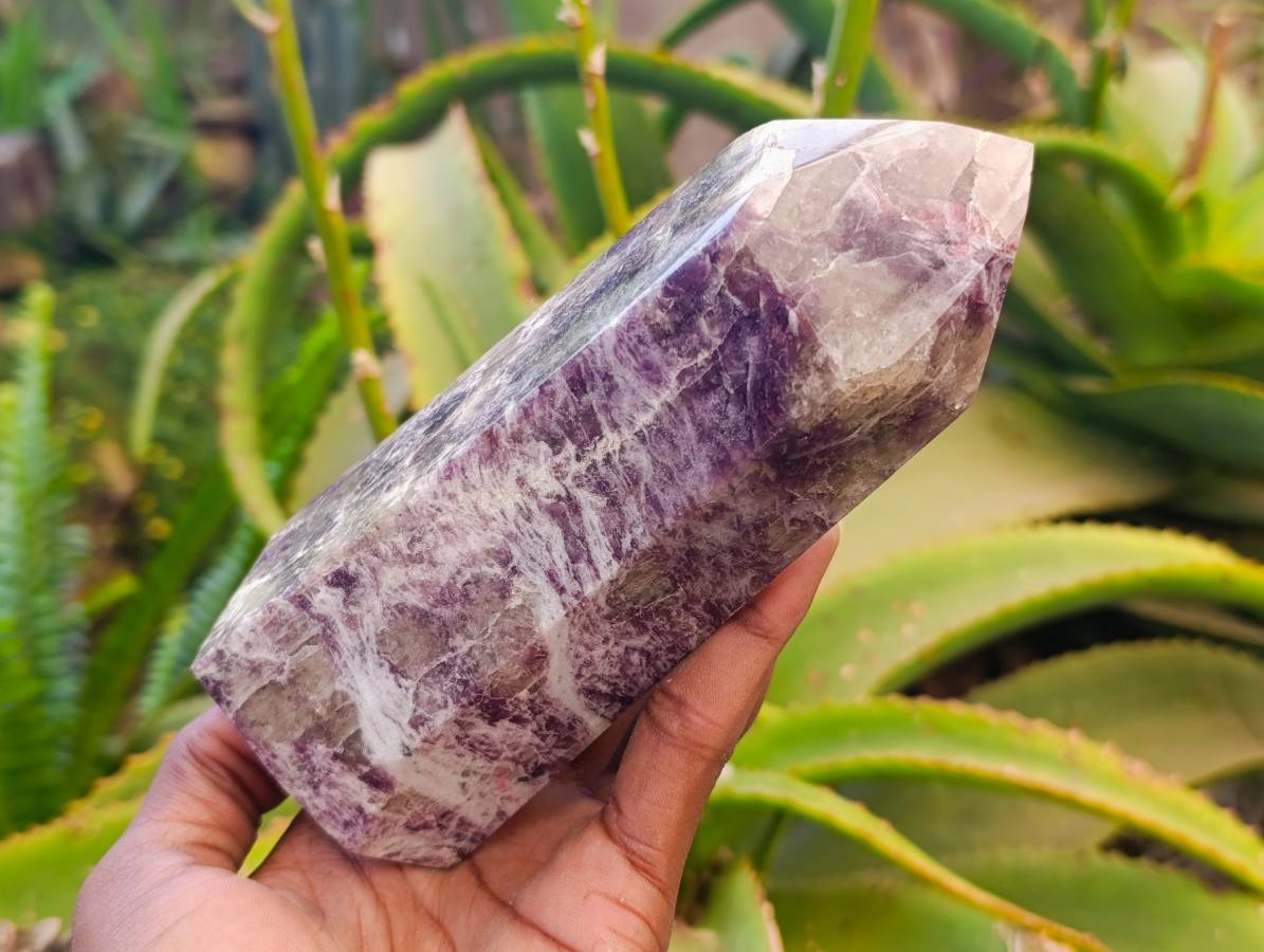 Polished Lepidolite With Pink Rubellite Points x 2 From Ambatondrazaka, Madagascar - Toprock Gemstones and Minerals 