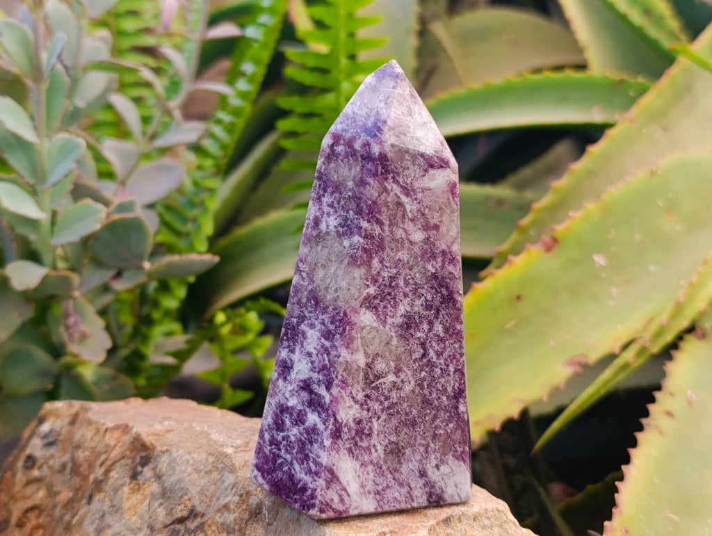 Polished Lepidolite With Pink Rubellite Points x 2 From Ambatondrazaka, Madagascar - Toprock Gemstones and Minerals 