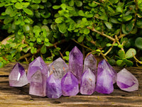 Polished Window Amethyst Crystals x 12 From Madagascar - Toprock Gemstones and Minerals 