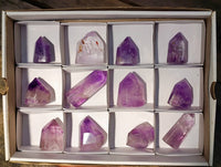 Polished Window Amethyst Crystals x 12 From Madagascar - Toprock Gemstones and Minerals 