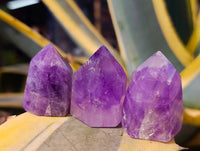 Polished Window Amethyst Crystals x 12 From Madagascar - Toprock Gemstones and Minerals 