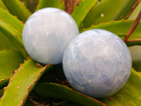 Polished Blue Calcite Spheres x 3 From Madagascar - Toprock Gemstones and Minerals 