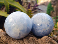 Polished Blue Calcite Spheres x 3 From Madagascar - Toprock Gemstones and Minerals 