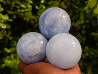 Polished Blue Calcite Spheres x 3 From Madagascar - Toprock Gemstones and Minerals 