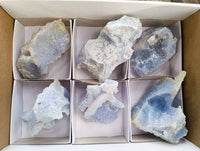Natural Etched Blue Chalcedony Geodes x 6 From Nsanje, Malawi - Toprock Gemstones and Minerals 
