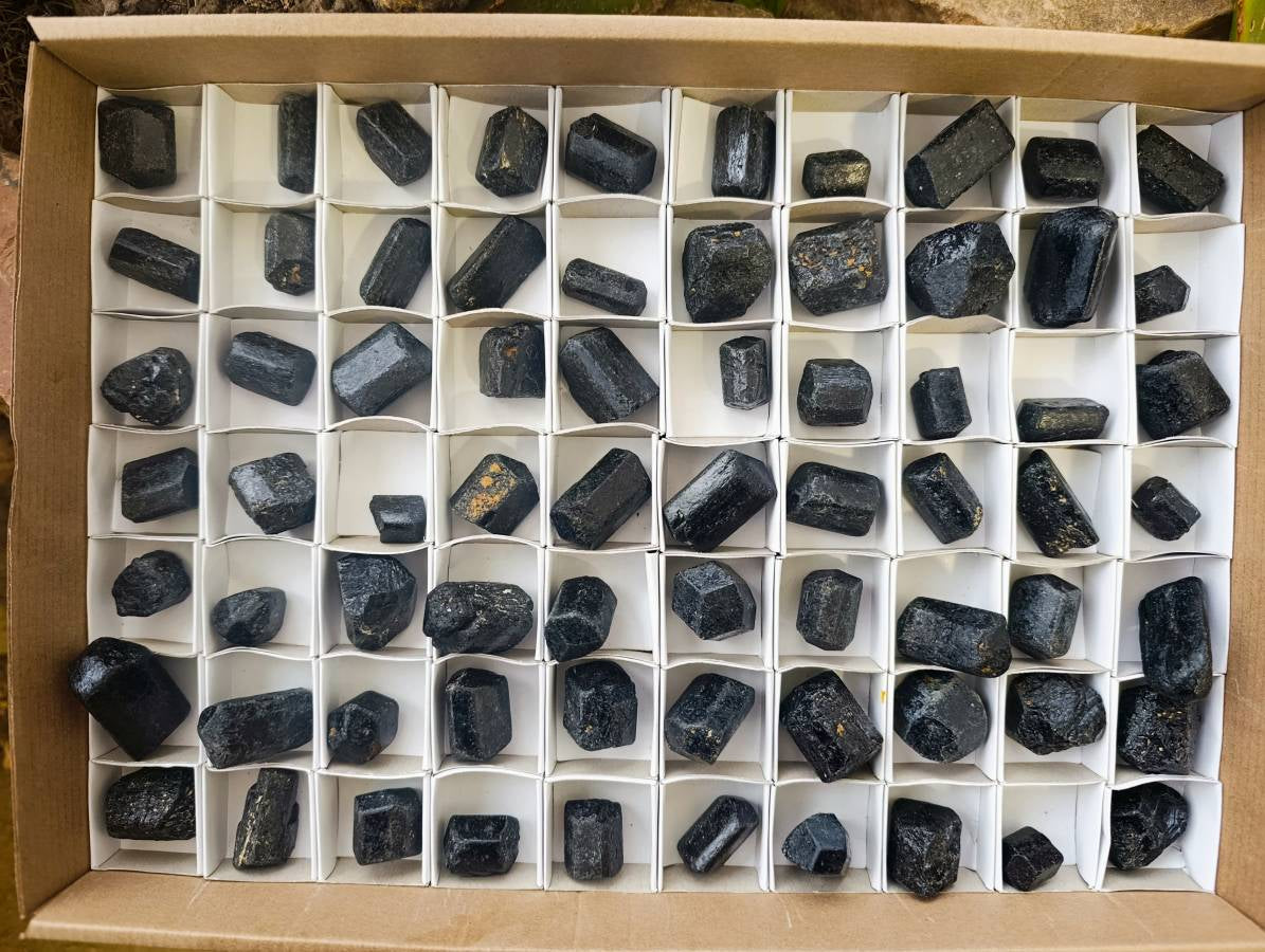 Natural Schorl Black Tourmaline Specimens x 70 from Zimbabwe - Toprock Gemstones and Minerals 