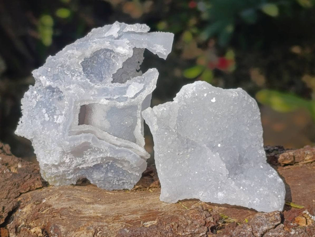 Natural Etched Blue Chalcedony Geodes x 12 From Nsanje, Malawi - Toprock Gemstones and Minerals 