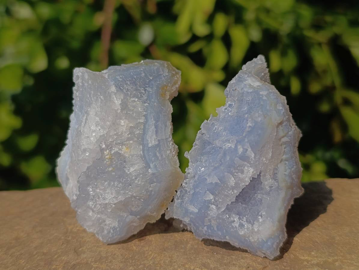 Natural Etched Blue Chalcedony Geodes x 12 From Nsanje, Malawi - Toprock Gemstones and Minerals 