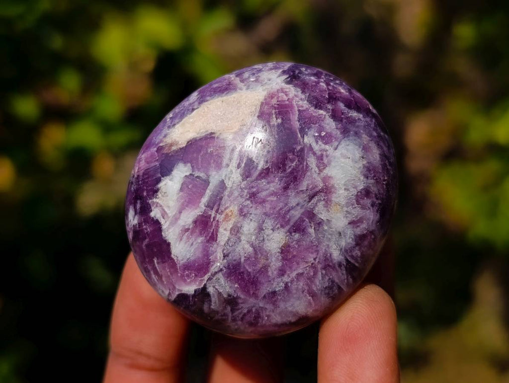 Polished Lepidolite With Pink Rubellite Palm Stones x 12 From Ambatondrazaka, Madagascar - Toprock Gemstones and Minerals 