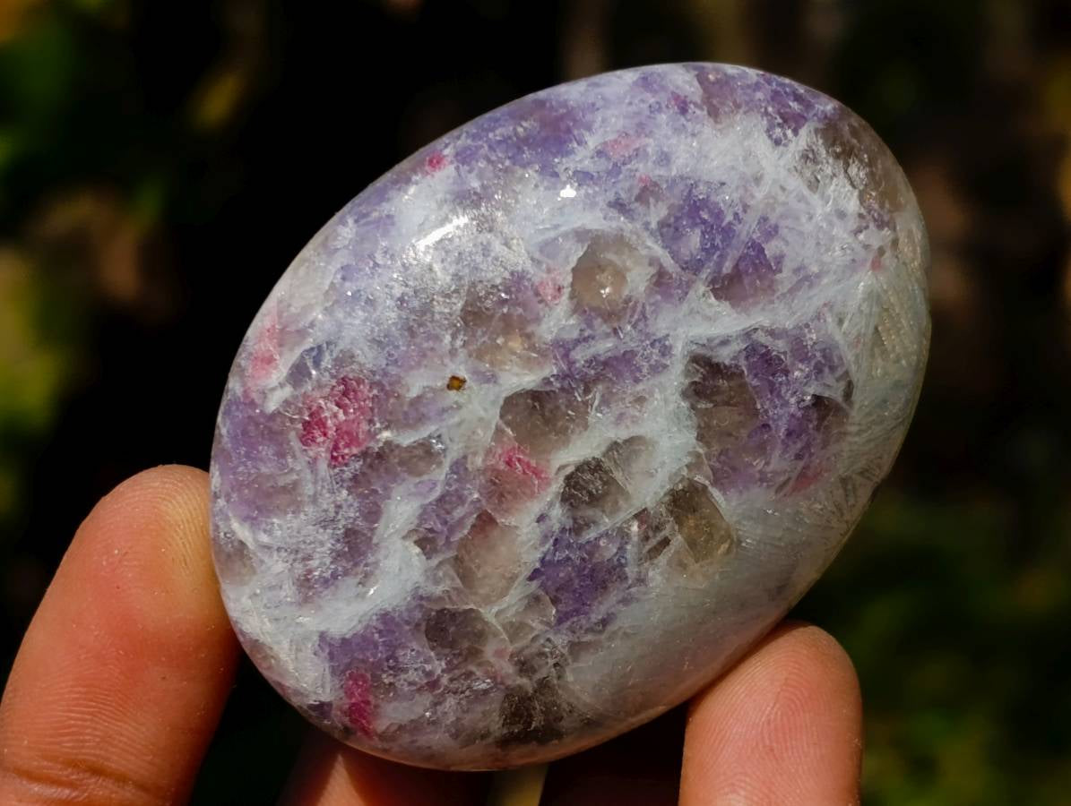 Polished Lepidolite With Pink Rubellite Palm Stones x 12 From Ambatondrazaka, Madagascar - Toprock Gemstones and Minerals 