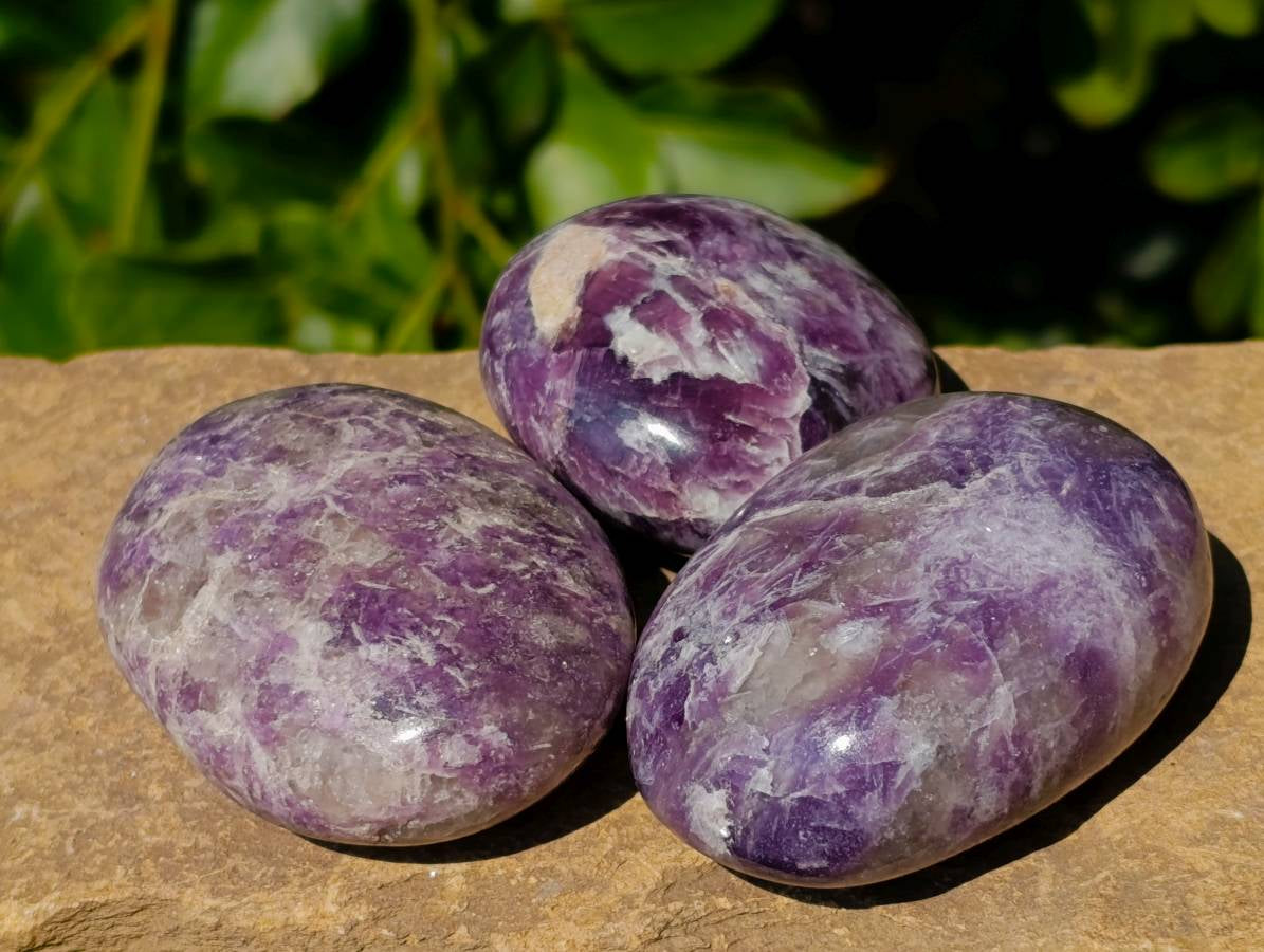 Polished Lepidolite With Pink Rubellite Palm Stones x 12 From Ambatondrazaka, Madagascar - Toprock Gemstones and Minerals 
