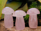 Polished Gemmy Rose Quartz Mushrooms x 12 From Madagascar - Toprock Gemstones and Minerals 