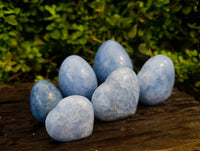 Polished Mix Blue Calcite Hearts and Eggs x 6 From Madagascar