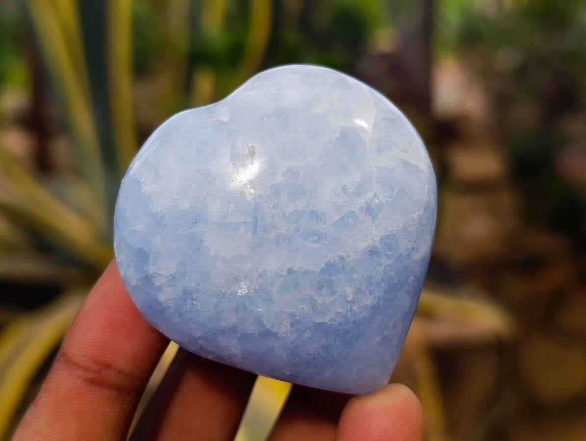 Polished Blue Calcite Hearts And Eggs x 6 From Madagascar - Toprock Gemstones and Minerals 