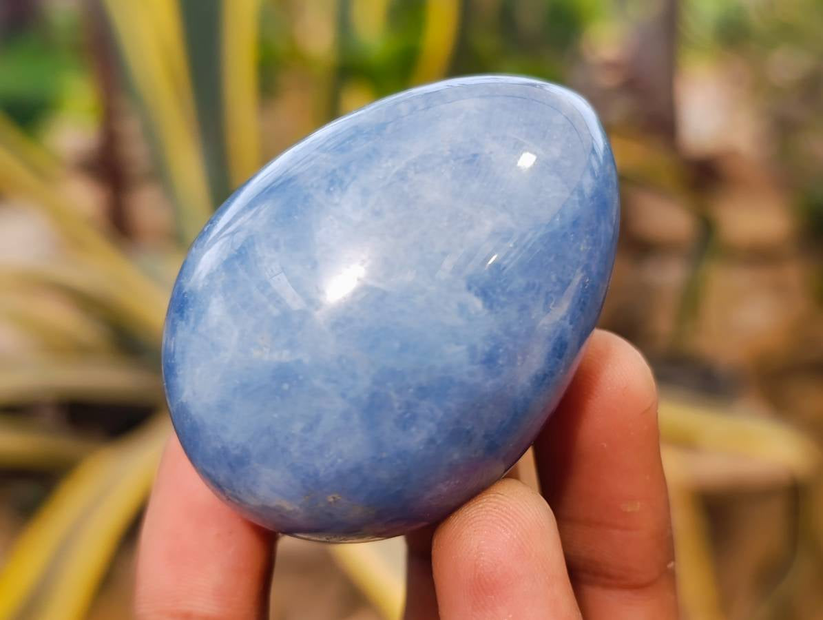 Polished Blue Calcite Hearts And Eggs x 6 From Madagascar - Toprock Gemstones and Minerals 