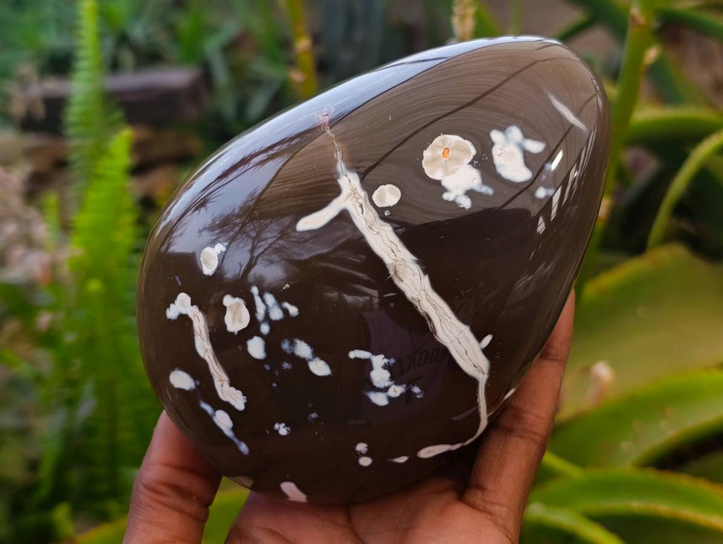 Polished Snow Orca Agate Standing Free Forms x 2 From Madagascar - Toprock Gemstones and Minerals 