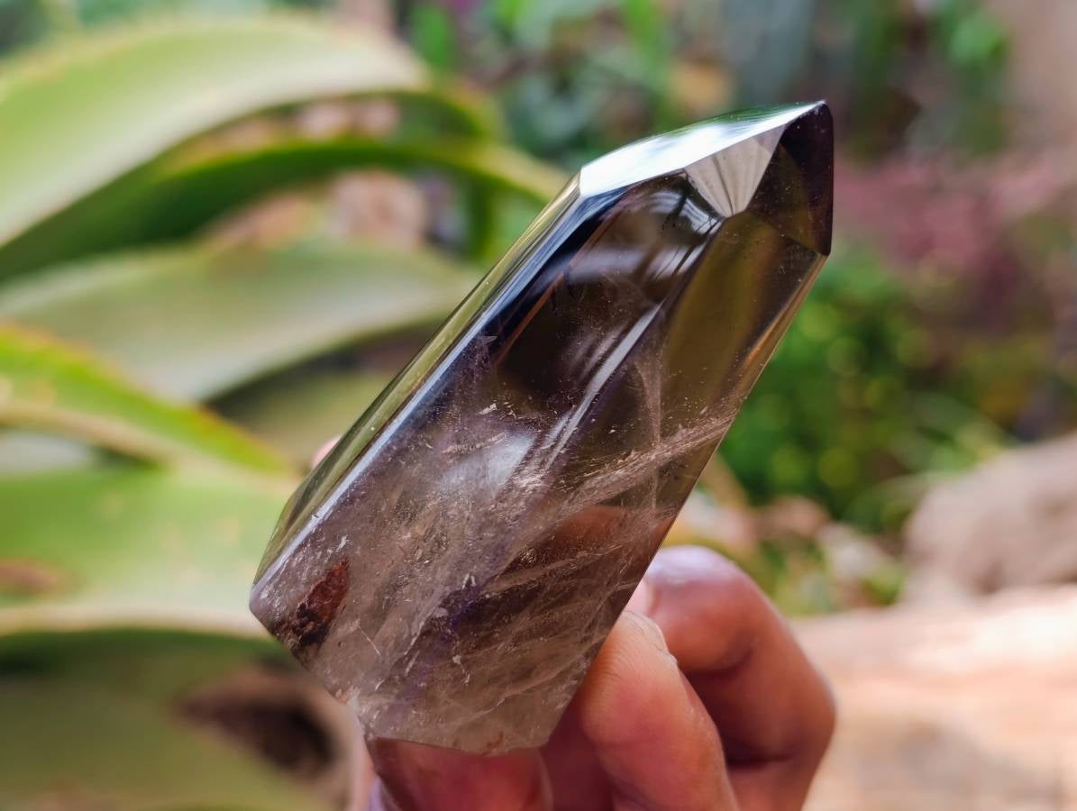 Polished Smokey  Wispy Phantom Quartz Crystals x 6 From Anzojorabe, Madagascar - Toprock Gemstones and Minerals 