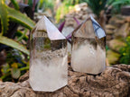 Polished Smokey  Wispy Phantom Quartz Crystals x 6 From Anzojorabe, Madagascar - Toprock Gemstones and Minerals 