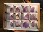 Polished Smokey Window Amethyst Quartz Crystals x 12 From Akansobe, Madagascar - Toprock Gemstones and Minerals 