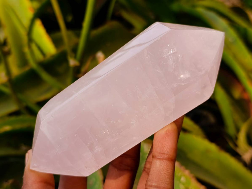 Polished Rose Quartz Double Terminated Points x 3 From Madagascar - Toprock Gemstones and Minerals 