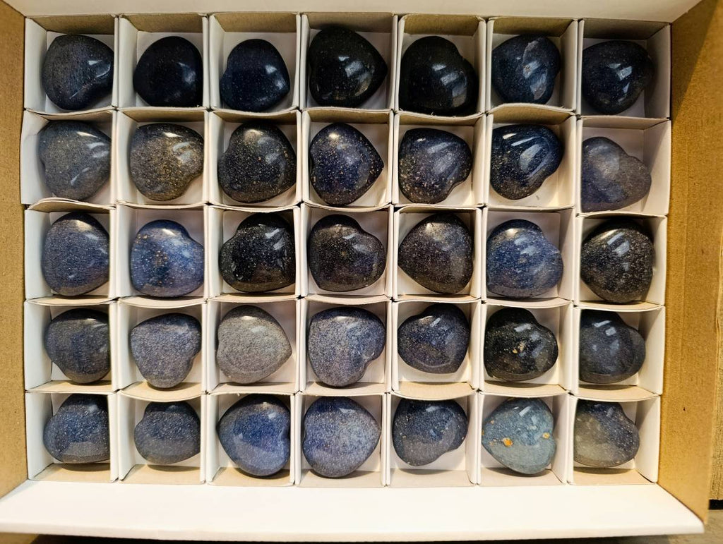 Polished Lazulite Hearts x 35 From Madagascar - Toprock Gemstones and Minerals 