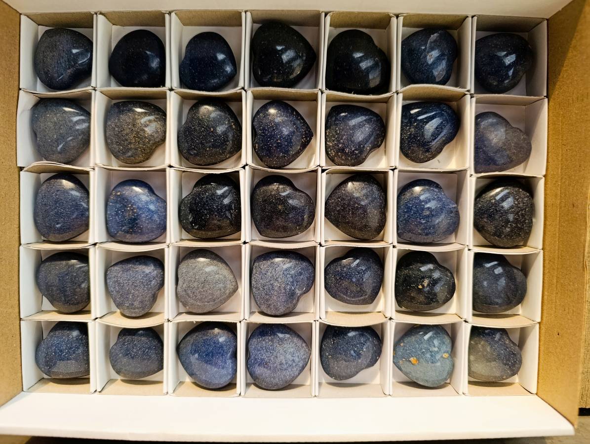 Polished Lazulite Hearts x 35 From Madagascar - Toprock Gemstones and Minerals 