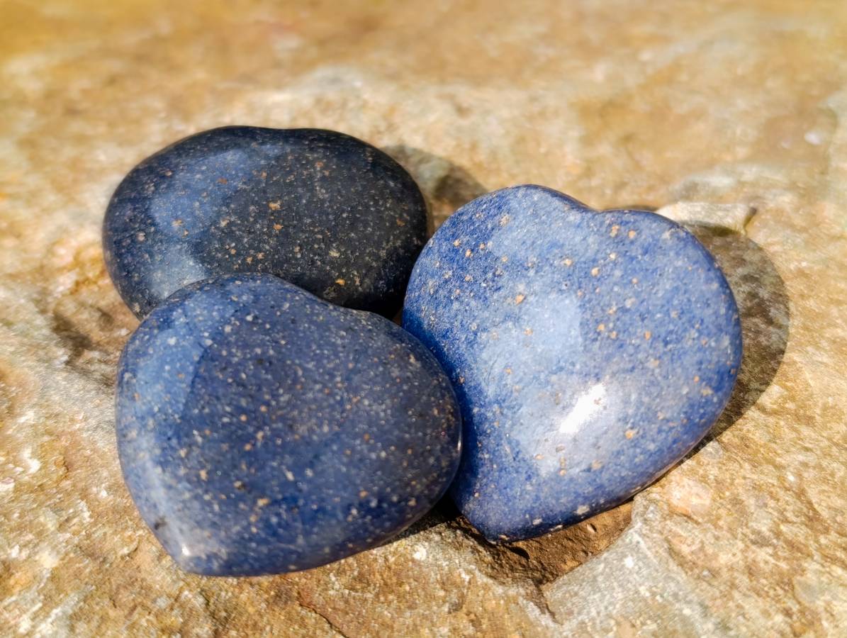 Polished Lazulite Hearts x 35 From Madagascar - Toprock Gemstones and Minerals 