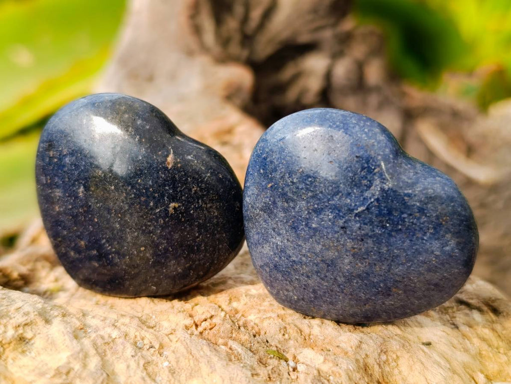 Polished Lazulite Hearts x 35 From Madagascar - Toprock Gemstones and Minerals 