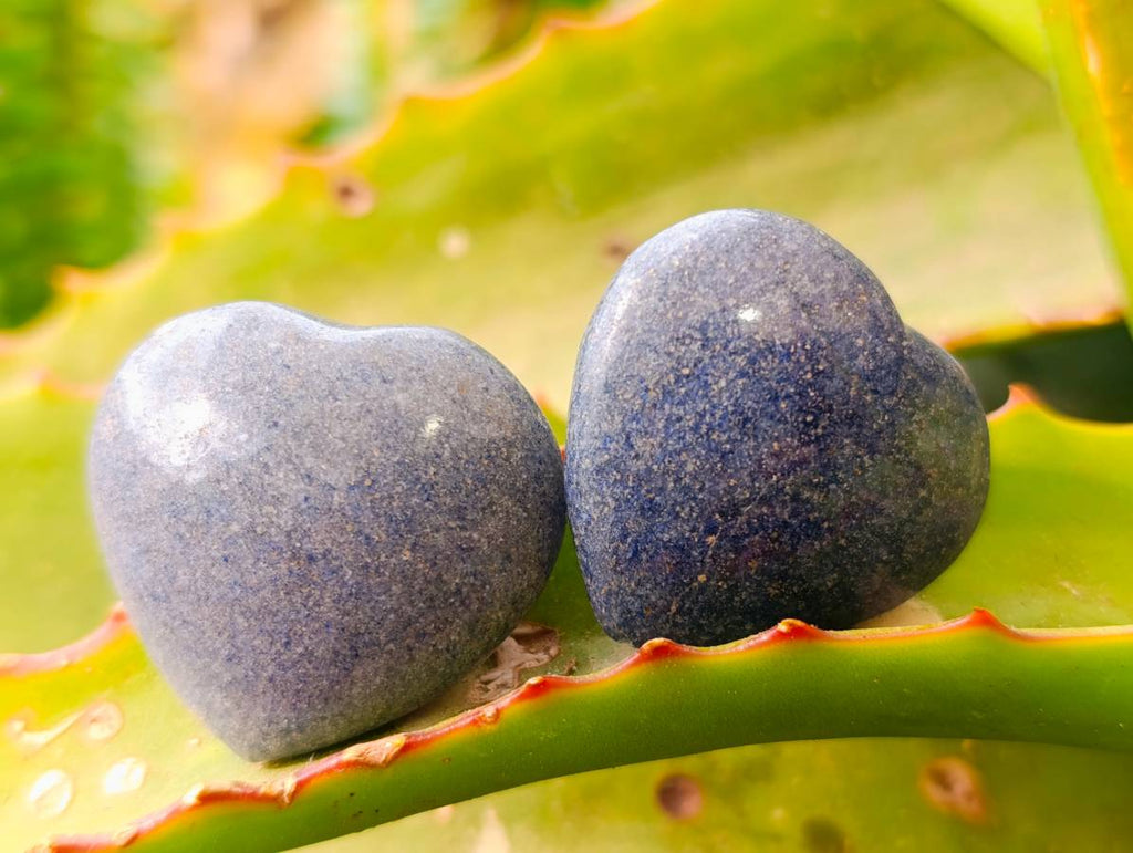 Polished Lazulite Hearts x 35 From Madagascar - Toprock Gemstones and Minerals 